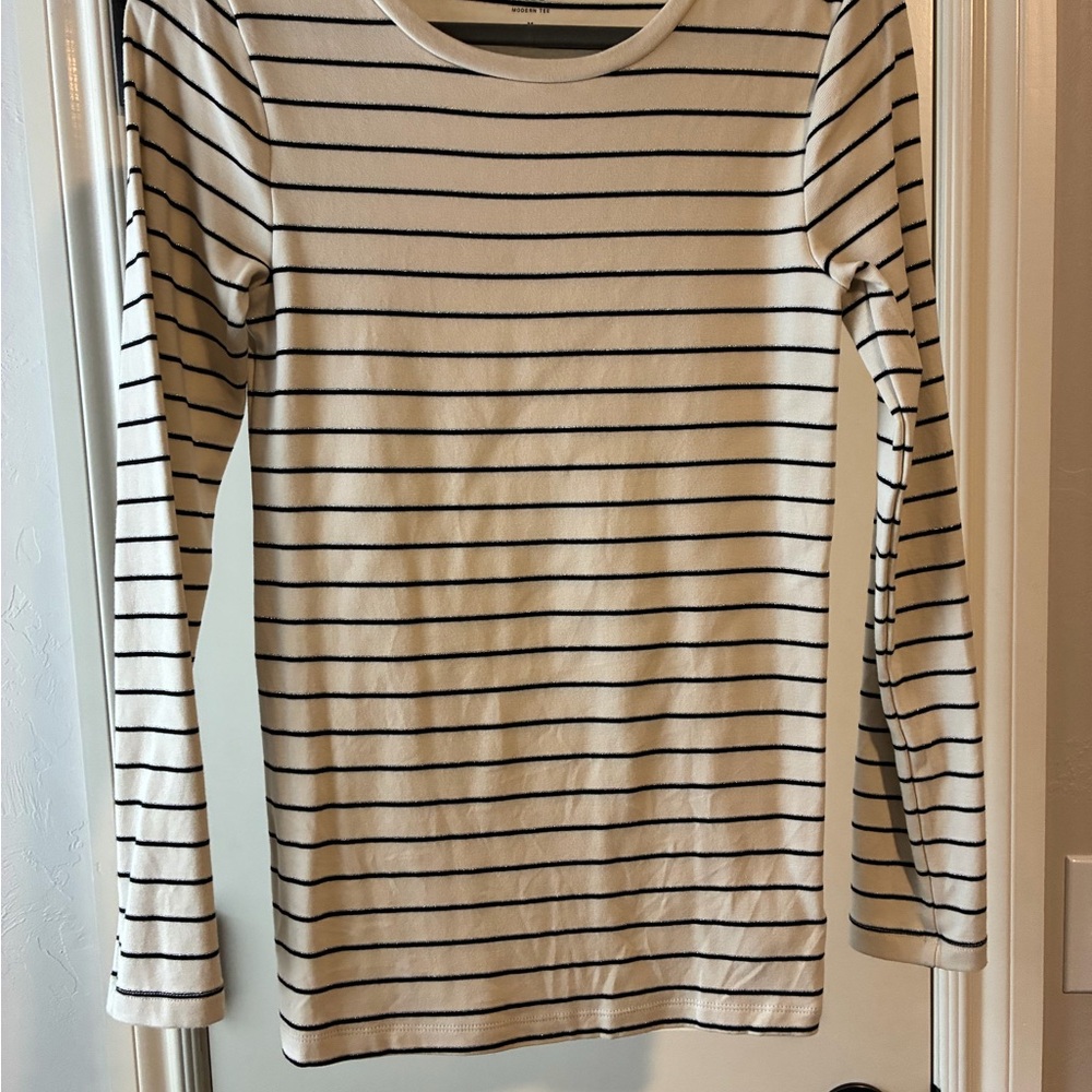 GAP Cream and Black Striped Tee